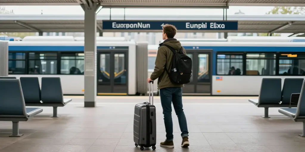 Transport internațional Moldova, călător pregătit de plecare către Europa.