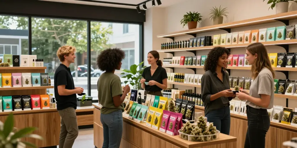 Alienlab premium cannabis selection in a vibrant dispensary.