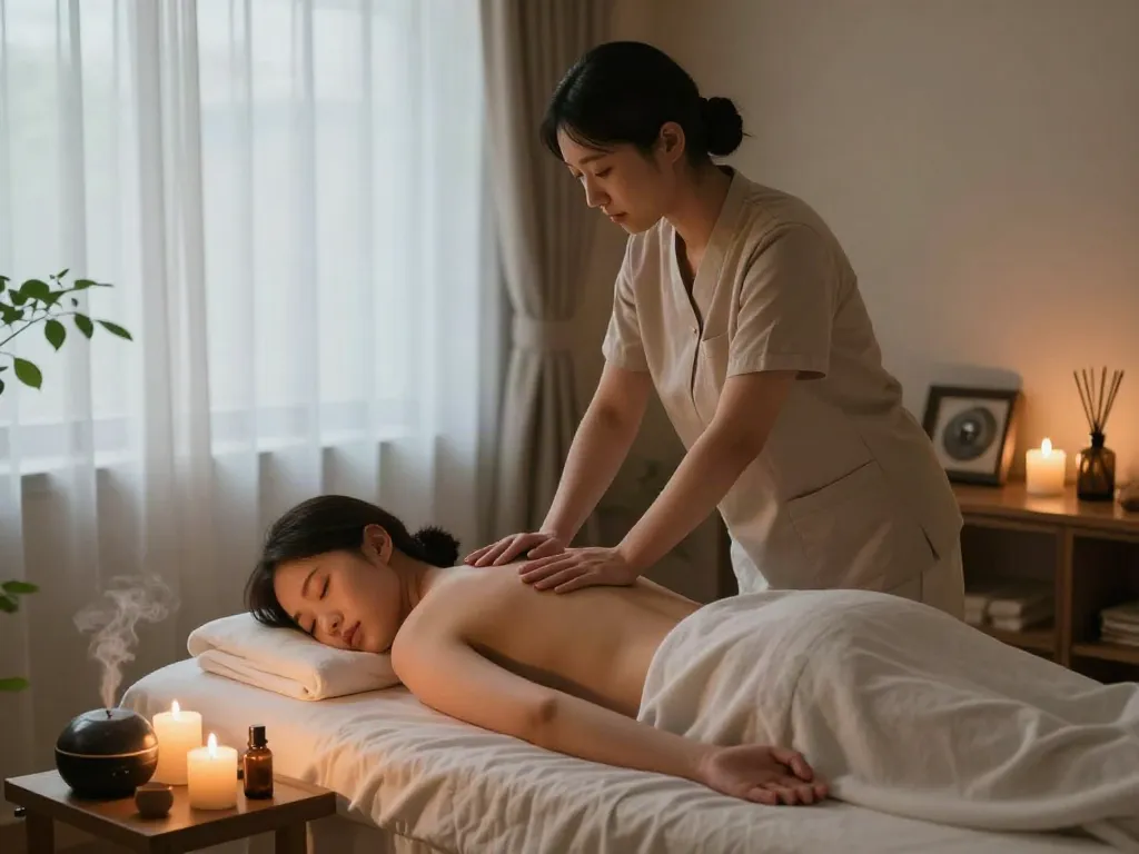Experience a soothing 노원출장마사지 with a serene spa atmosphere and professional therapist.