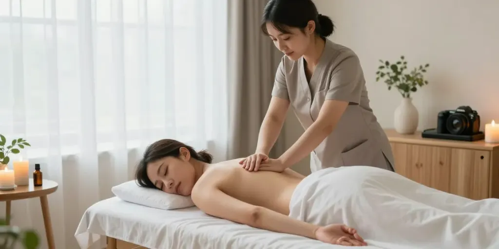 Relaxing 부천출장마사지 therapy in a serene setting with soothing ambiance.
